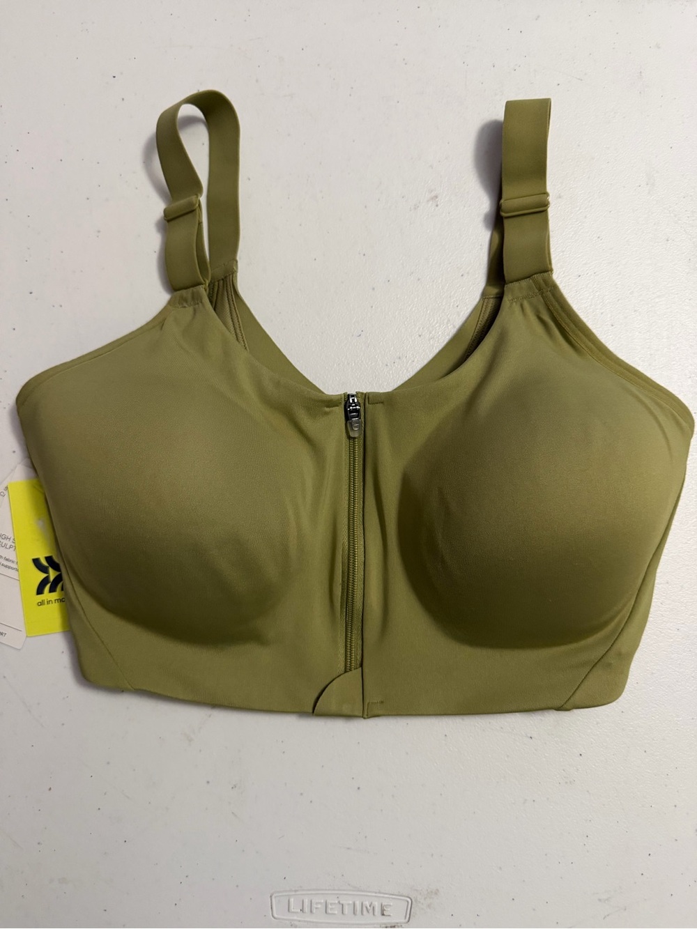 ALL IN MOTION , Front-Zip Olive Green Women's Sports Bra 36DD -NWT